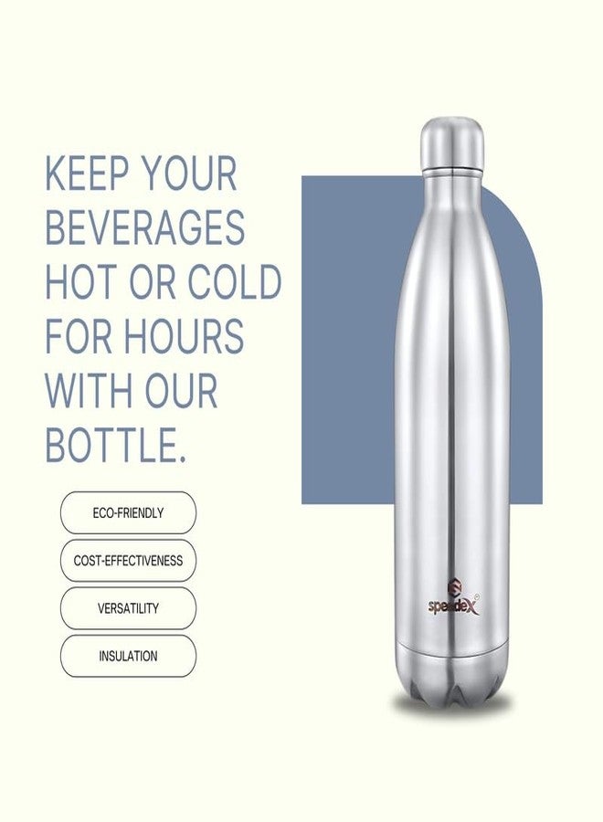 سبيديكس ترمس سبيدكس - 1000 مل، معزول بتفريغ الهواء، مصنوع من الفولاذ المقاوم للصدأ، مناسب للأطفال والرجال والنساء - ترمس مثالي للمدرسة والمكتب والسفر، لحفظ المشروبات الساخنة والباردة - لون فضي - Image 5